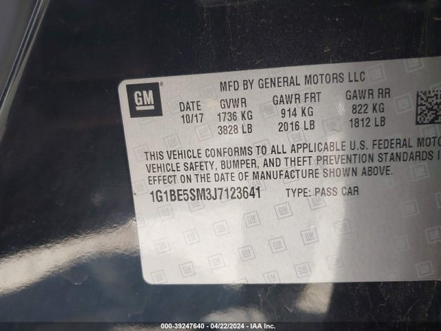 Chevrolet Cruze Lt Auto 2018 1G1BE5SM3J7123641 Image 9