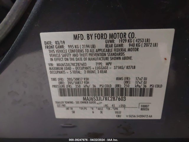 Ford Ecosport Ses 2019 MAJ6S3JL7KC287603 Image 9