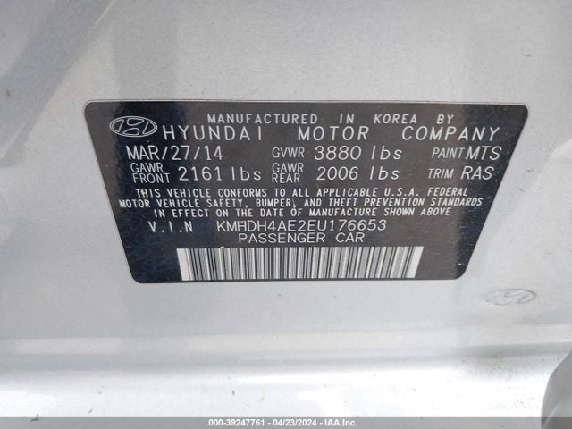 Hyundai ELANTRA SE 2014 KMHDH4AE2EU176653 Image 9