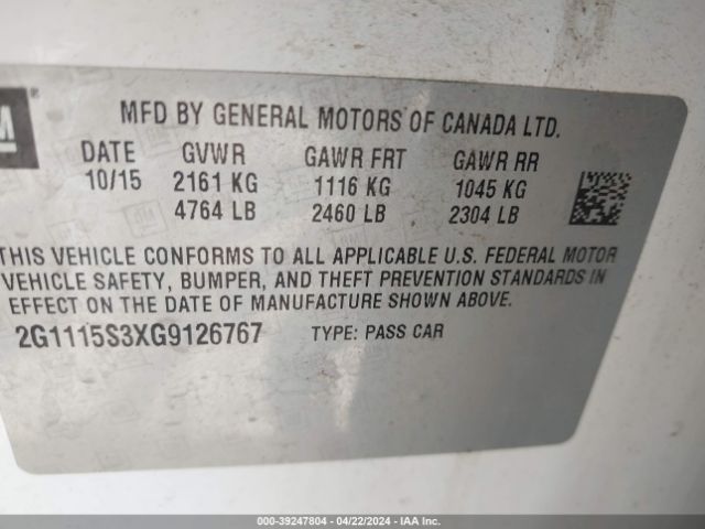 2G1115S3XG9126767 Chevrolet Impala 2lt