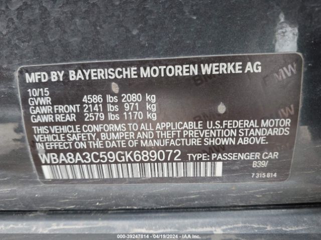 WBA8A3C59GK689072 BMW 320i Xdrive
