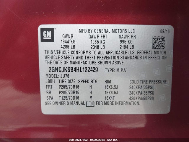Chevrolet TRAX LS 2017 3GNCJKSB4HL132429 Image 9