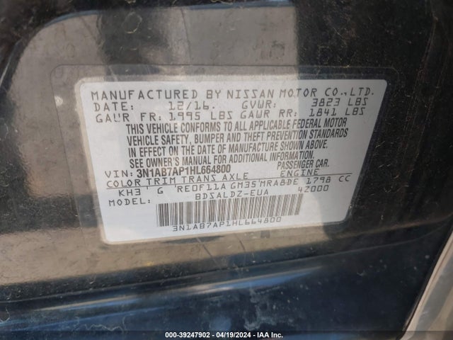 Nissan SENTRA SV 2017 3N1AB7AP1HL664800 Image 9