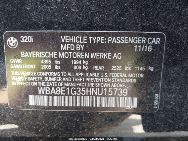 WBA8E1G35HNU15739 BMW 320i