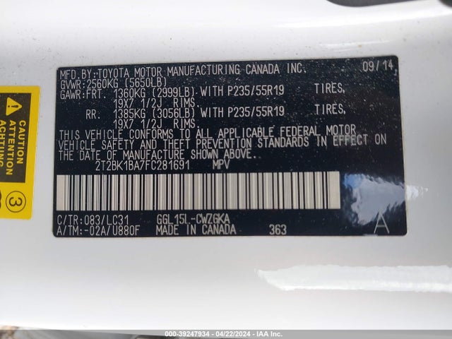 2T2BK1BA7FC281691 Lexus Rx 350 F Sport