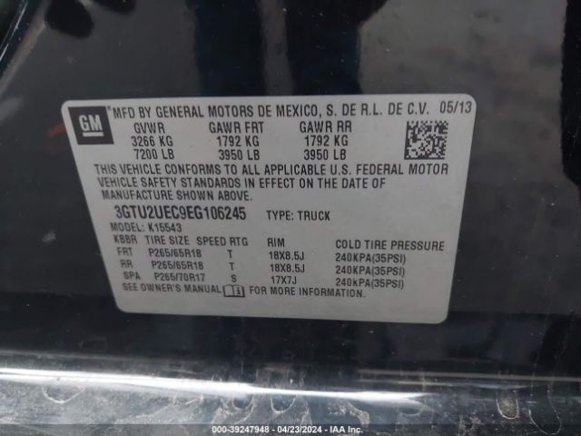 3GTU2UEC9EG106245 GMC Sierra 1500 Sle