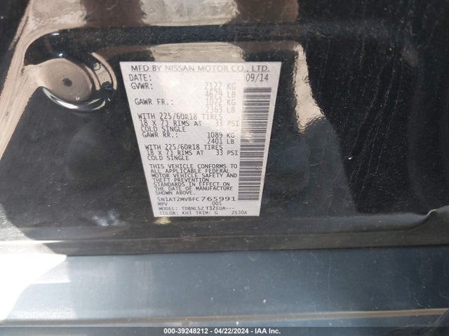 Nissan Rogue Sl 2015 5N1AT2MV8FC765991 Image 9