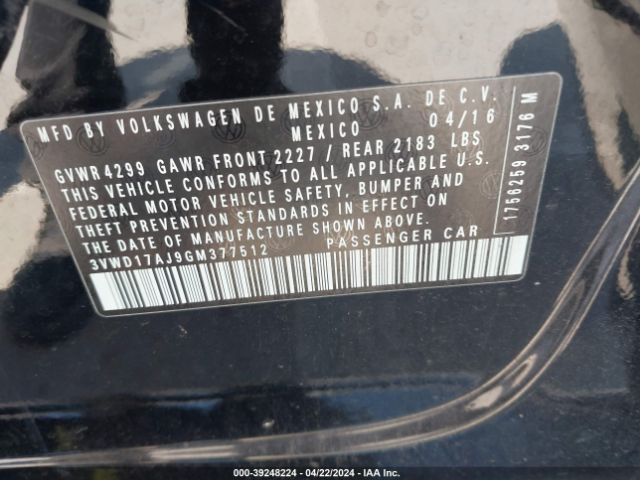 3VWD17AJ9GM377512 Volkswagen Jetta 1.8t Sport