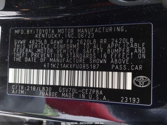 4T1KZ1AKXPU085187 Toyota Camry Xse V6