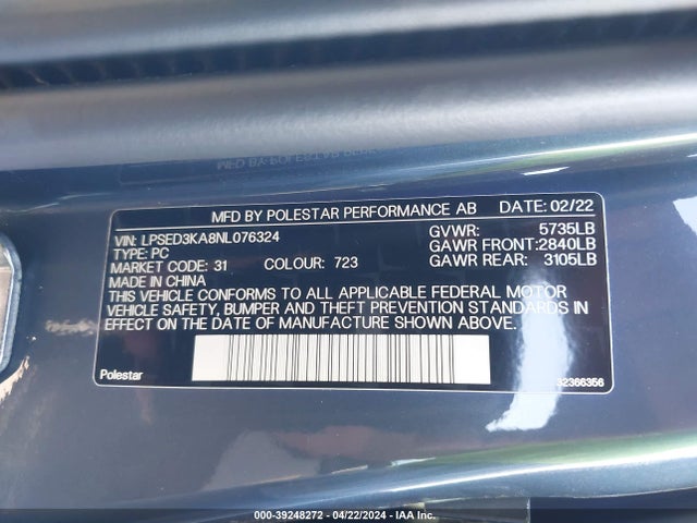 LPSED3KA8NL076324 Polestar 2 Long Range Dual Motor