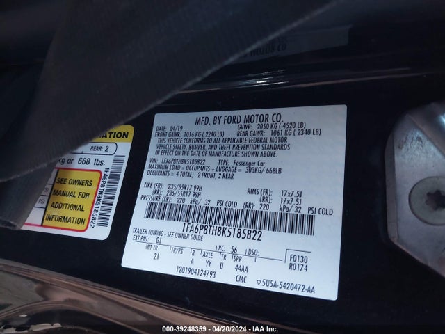 Ford Mustang Ecoboost 2019 1FA6P8TH8K5185822 Image 9