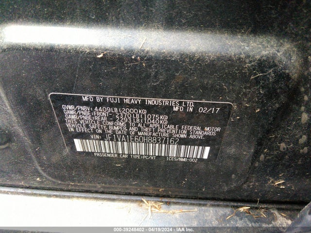 Subaru Wrx Premium 2017 JF1VA1E60H8837162 Image 9