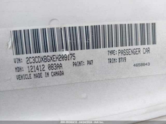 2C3CDXBGXEH209175 Dodge Charger Se