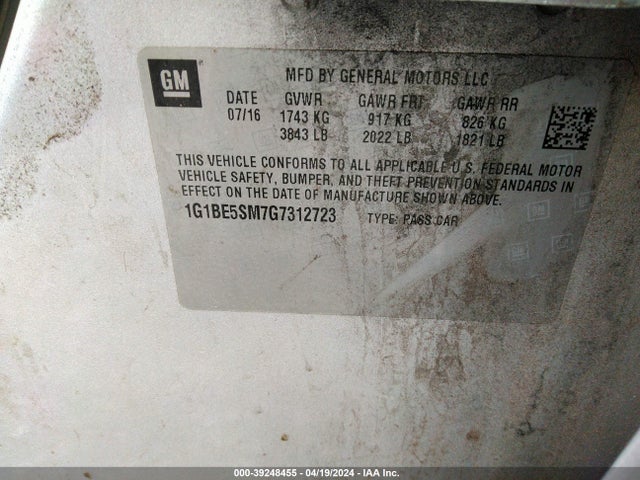 Chevrolet Cruze Lt Auto 2016 1G1BE5SM7G7312723 Image 9