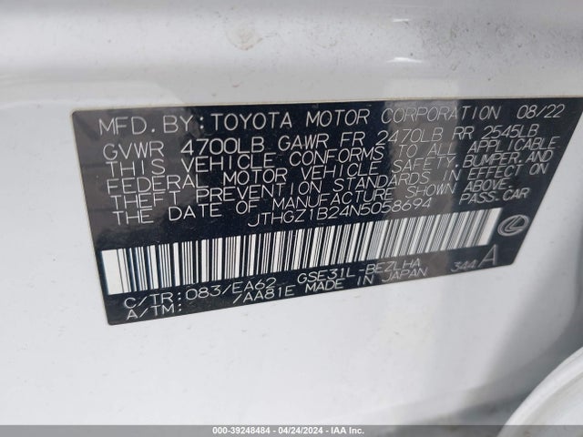 JTHGZ1B24N5058694 Lexus Is 350 F Sport