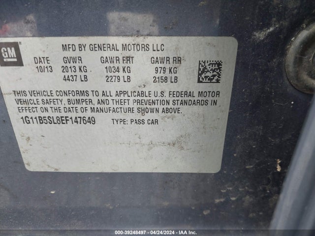 Chevrolet Malibu 1ls 2014 1G11B5SL8EF147649 Image 9