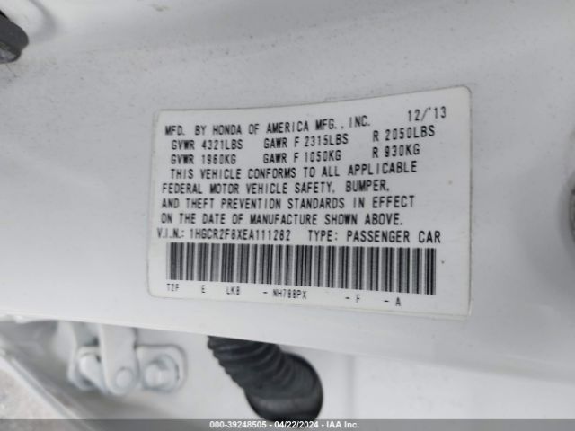 1HGCR2F8XEA111282 Honda Accord Ex-l