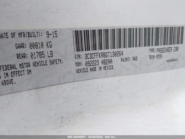 2016 FIAT 500 3C3CFFKR8GT130264 Photo 8