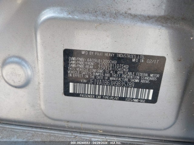 Subaru WRX 2017 JF1VA1B63H9835789 Image 9