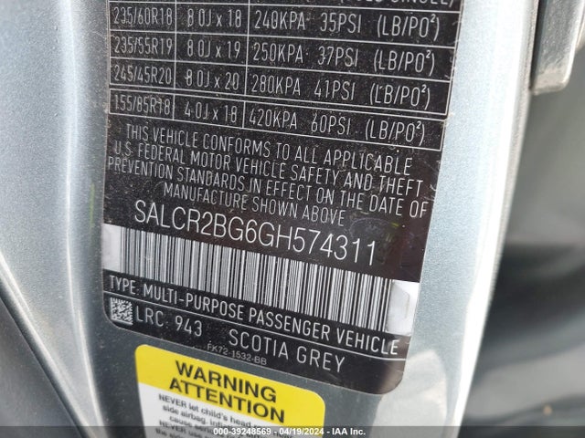 SALCR2BG6GH574311 Land Rover Discovery Sport Hse