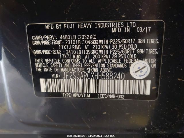 JF2SJARCXHH588240 Subaru Forester 2.5i Limited