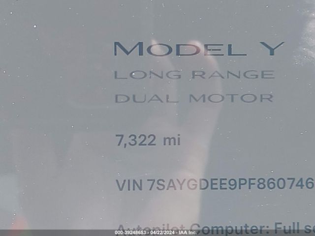 7SAYGDEE9PF860746 Tesla Model Y Awd/long Range Dual Motor All-wheel Drive