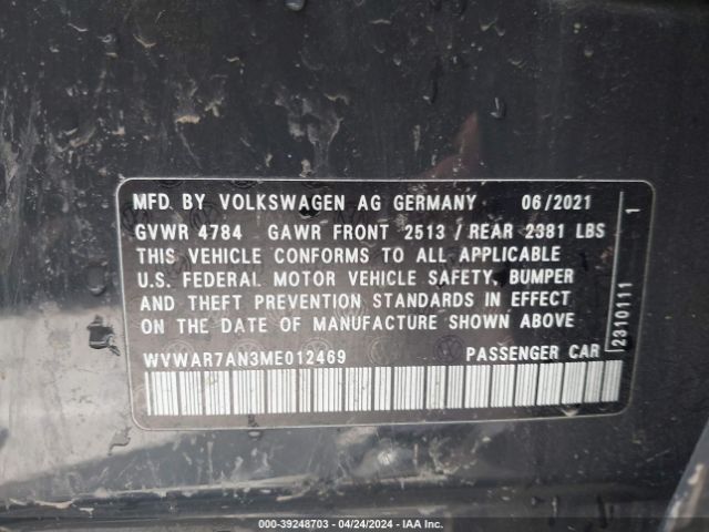 WVWAR7AN3ME012469 Volkswagen Arteon 2.0t Se