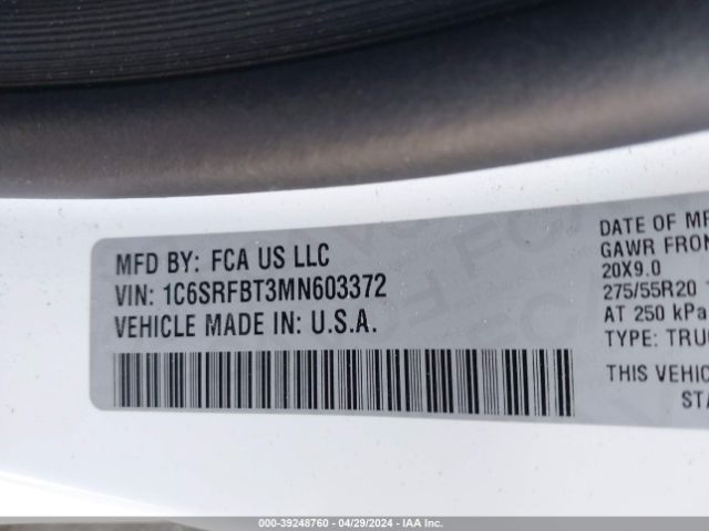 1C6SRFBT3MN603372 RAM 1500 Big Horn Quad Cab 4x4 6'4 Box