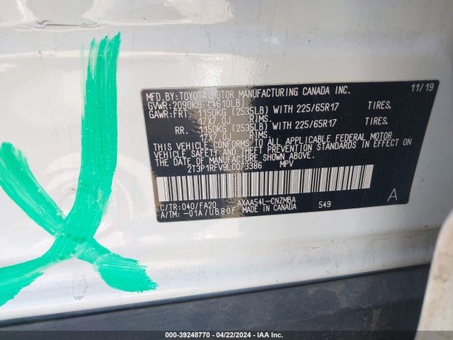 Toyota Rav4 Xle 2020 2T3P1RFV9LC073386 Image 9