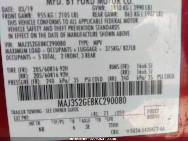 Ford Ecosport Se 2019 MAJ3S2GE8KC290080 Image 9