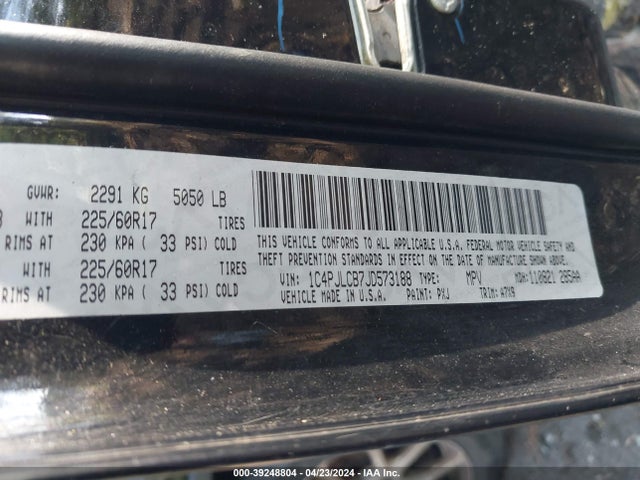 1C4PJLCB7JD573188 Jeep Cherokee Latitude Fwd