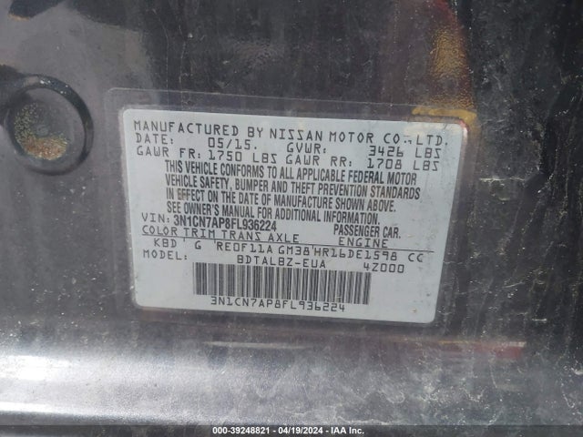 Nissan Versa 1.6 Sv 2015 3N1CN7AP8FL936224 Image 9