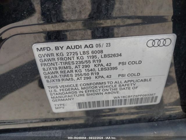 WA1BCBFZ9PP063367 Audi Q4 E-tron Premium Plus 40 Rwd