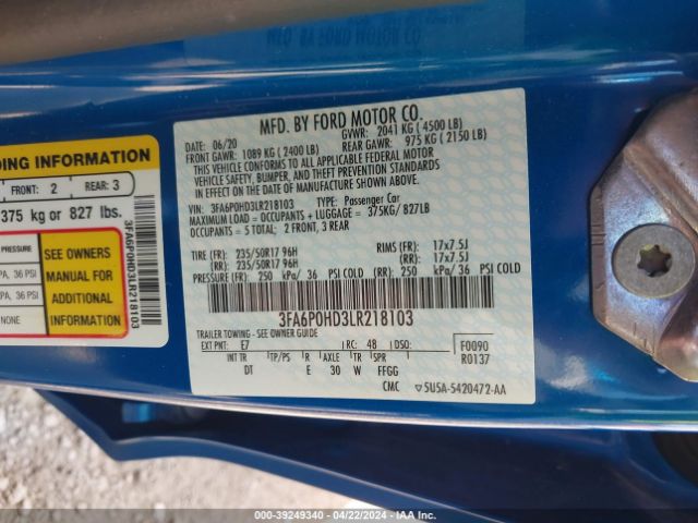 3FA6P0HD3LR218103 Ford FUSION SE