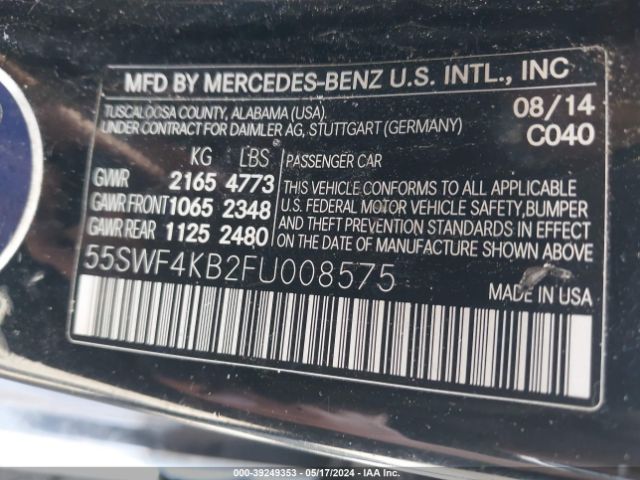 55SWF4KB2FU008575 Mercedes-Benz C 300 4matic/luxury 4matic/sport 4matic