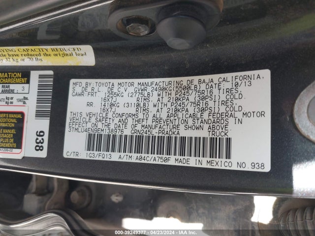 Toyota Tacoma Base V6 2014 3TMLU4EN9EM138976 Image 9