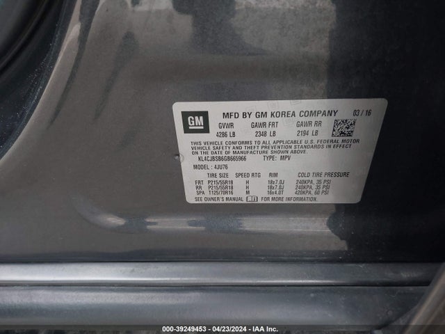 KL4CJBSB6GB665966 Buick Encore Convenience