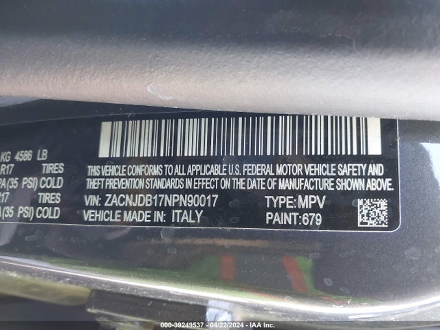 ZACNJDB17NPN90017 Jeep Renegade Latitude 4x4