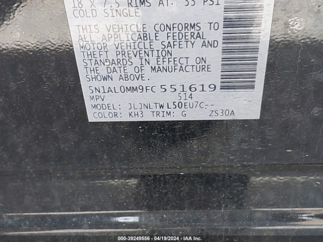 5N1AL0MM9FC551619 Infiniti QX60