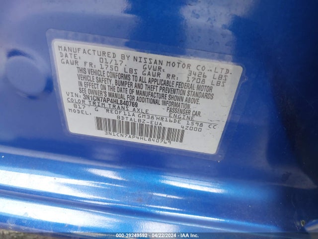 Nissan Versa 1.6 Sv 2017 3N1CN7AP4HL840769 Image 9