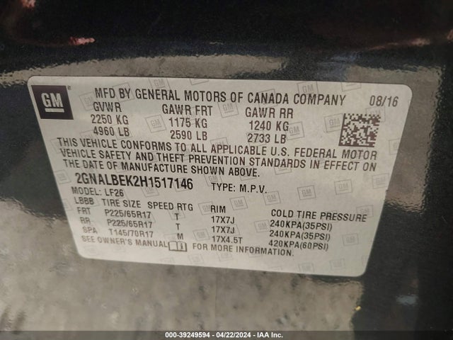 Chevrolet EQUINOX LS 2017 2GNALBEK2H1517146 Image 9