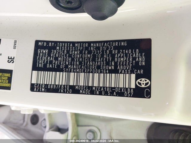 Toyota COROLLA LE 2023 5YFB4MDEXPP008164 Image 9