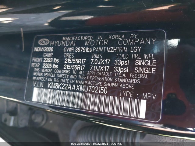 Hyundai Kona Sel 2021 KM8K22AAXMU702150 Image 9