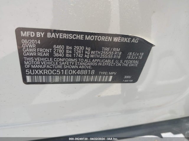 BMW X5 Xdrive35i 2014 5UXKR0C51E0K48818 Image 9
