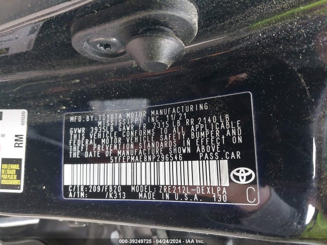 Toyota COROLLA LE 2022 5YFEPMAE8NP296546 Image 9