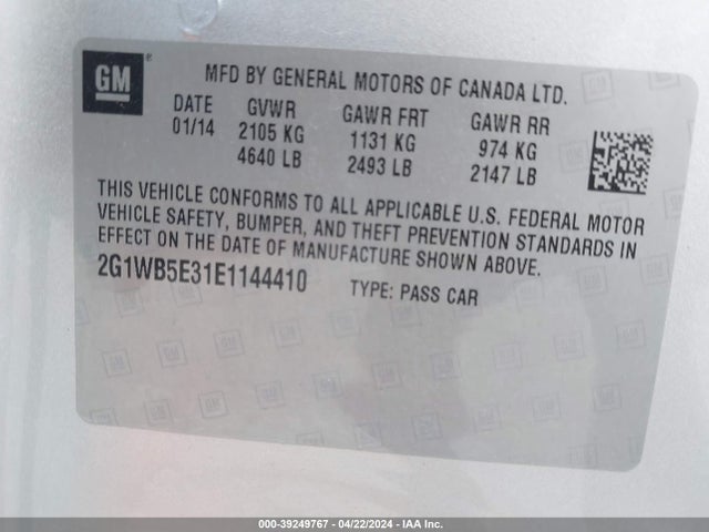 Chevrolet Impala Limited Lt 2014 2G1WB5E31E1144410 Image 9