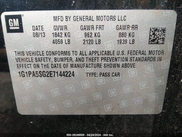 Chevrolet Cruze Ls Auto 2014 1G1PA5SG2E7144224 Image 9