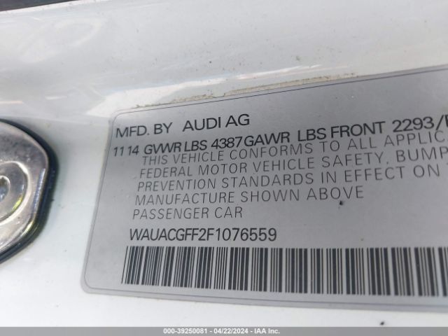 WAUACGFF2F1076559 Audi A3 1.8t Premium