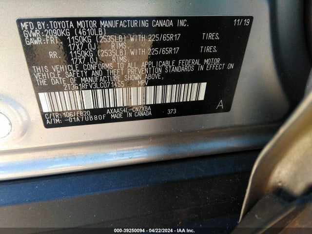 Toyota RAV4 LE 2020 2T3G1RFV3LC071455 Image 9