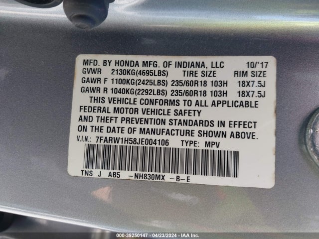 Honda CR-V EX 2018 7FARW1H58JE004106 Image 9